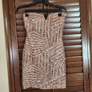 Papaya Rose Gold Sequin Dress